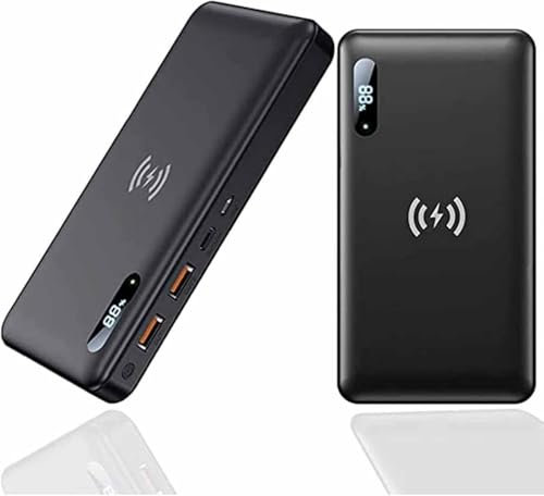 Batterie Externe, 50 000 mAh, 15 W, Induction, 65 W, Qi, sans Fil, PD QC 4.0, Charge Rapide, écran LCD, Compatible avec 99% des appareils USB du marché, Noir