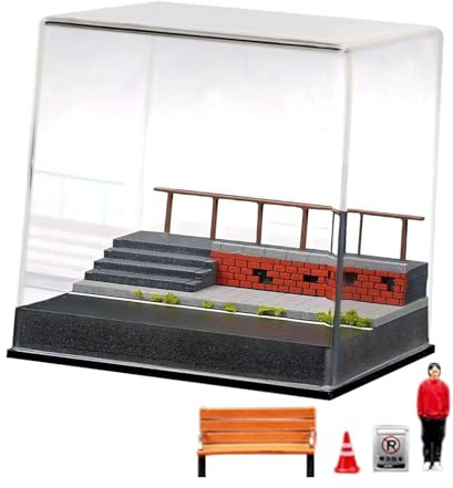Luwecf 1/64 Modellauto Vitrine, Diorama, Parktreppen Szene für Sportwagen Dekor