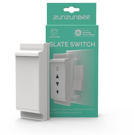 zunzunbee Slate Switch Zigbee 3.0 Smart Wall Button Remote, Works with Home Assistant, Works with SmartThings, 8 Programmable Touch Buttons, Battery Powered, Includes Temperature Sensor