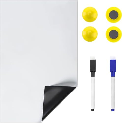 A5 Magnettafel Kühlschrank Magnetisch 4 Magnete 2 Marker Memoboard | wiederverwendbar, planer wochenkalender, familienplaner, haftmagnete, abwischbar trocken, notizzentrale, büro küche