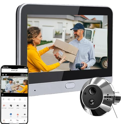 2K Audio Bidirezionale Spioncino Digitale WiFi con Rilevatore di Movimento | Spioncino Senza Fili Videocitofono con Schermo a Colori da 4.3,Porta condominiale Telecamera, 140°Angolo,Visione Notturna