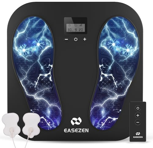 Stimulateur Circulatoire Électrique, Appareil Circulation Sanguine Jambes, EMS Masseur Pied avec 10 Modes & 20 Intensités, Soulagent la Neuropathie, les Douleurs Musculaires et les Gonflements, Cadeau