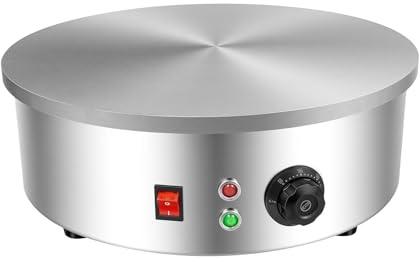 Crepiere Electrique, Crepe Maker, Plaque Chauffante, Fonte 45cm, Chauffage Rapide Uniforme, Thermostat Réglable 122-572F, Spatule Inclus, Griddle Multifonction, Maison Restaurant Cuisine, Ø45cm