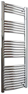 500mm(w) x 1400mm(h) Curved Chrome Heated Towel Rail, Radiator, Warmer 2352 BTUs Bathroom Central Heating Ladder Rail (Bar Pattern:4-5-7-10)