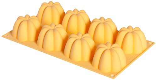 Silikomart 26.154.76.0065 SF154 Moule Forme Charlotte 8 Cavités Silicone Orange
