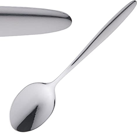 Olympia Saphir Teaspoons 18/10 Stainless Steel Cutlery, Pack of 12 | Tapered, soft-grip handle provides a comfortable hold, while the high-polish finish ensures lasting durability.