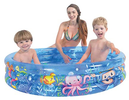 Sun Club 83220 Inflatable 3 Ring Kids Paddling Pool/Tropical Fish Design / 48 Inch/122 cm Diameter/Repair Patch Included / 165L Water Capacity/Multi-Coloured