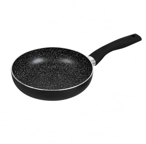 KING HOFF Induktion Edelstahl Bratpfanne Marmorierte Pfanne Schmorpfanne Verschiedene Varianten (Schwarz, 24 cm)