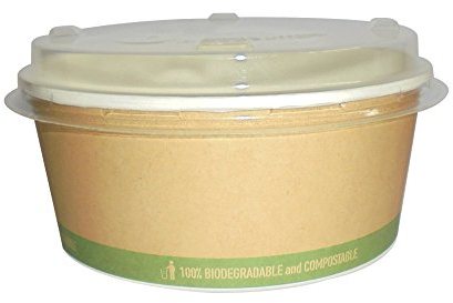 PZ 50 CIOTOLA IN CARTA ROTONDA + COPERCHIO CONTENITORE PORTA ALIMENTI IN CARTONCINO BIODEGRADABILE E COMPOSTABILE PER INSALATONE DA ASPORTO