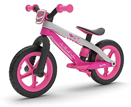 Chillafish Bmxie 2 leichtes Laufrad mit integrierter Fußstütze und Fußbremse, für Kinder 2 bis 5 Jahre, 12 Zoll pannenfreie Gummihautreifen, Verstellbarer Sitz ohne Werkzeug, Pink