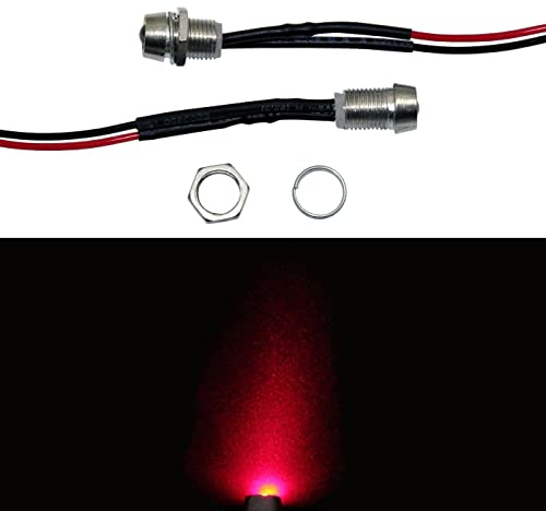 Lumonic 5x Superhelle Schraub LEDs mit Vorwiderstand für 12V Anwendungen - High Power LEDs mit Anschlusskabel zum selber Löten DIY in Farbe Rot - Durc