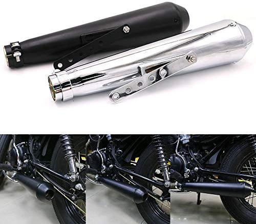 Motorbikes Muffler Exhaust Pipe 35mm 38mm 41mm 43mm 45mm For Chopper Cruiser Bobber Old School Cafe Racer (Chrome)