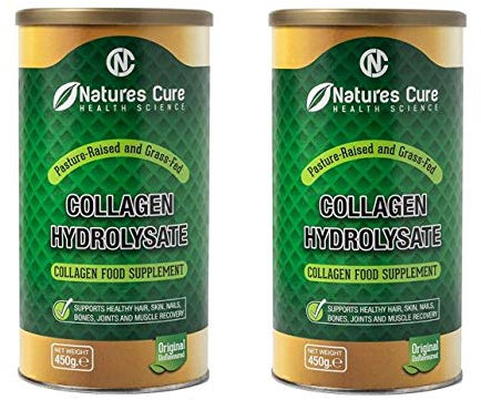 Bovine Hydrolysed Collagen Protein Peptides Powder Food Suplement Unflavoured Kosher and Halal Certefied from Bovine Hides (2X 450gr Cans)