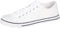 Ladies Canvas Shoes Plimsole Trainer Pumps Womens Lace Up Flat Shoes White Size UK 8 EU 43