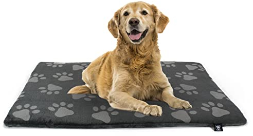 HS-Hundebett® Hundedecke XS (45x65 cm) – Wendbar & gemütlich Dank 3 cm Füllung – Perfekt fürs Sofa, Auto & Hundebox – Pfote Anthrazit, Made in DE