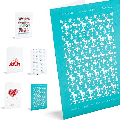 UNICEF-Weihnachtskarten, 10 Stück, Rot und Türkis