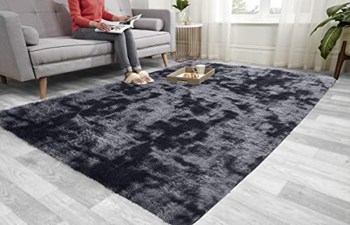 Super Soft FLUFFY Shaggy Rug Anti-Slip Carpet Mat Living Room Large Area Rugs Modern Floor Bedroom Extra Large Size Non Shedding (Ombre Grey, 200cm x 290cm (6.6ft x 9.5ft))