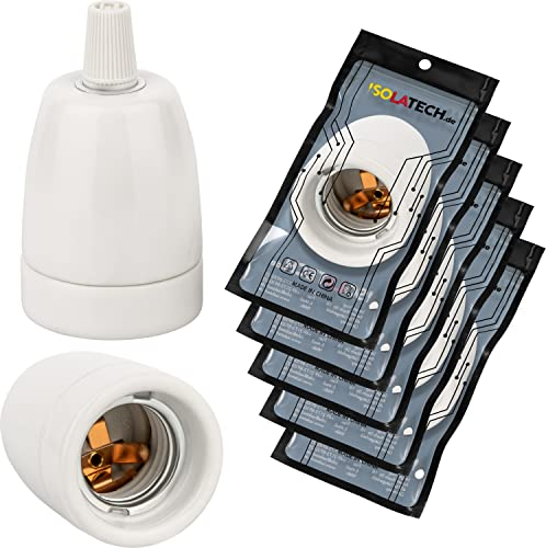 ISOLATECH 5pcs E27 portalámparas de cerámica con alivio de tensión LED bombillas de ahorro de energía (max.250V/4A) bombillas empotrado en el techo cocina zócalo cuarto de baño resistente al calor