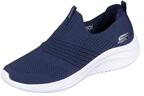 Skechers Damen Ultra Flex 3.0 Classy Charm Sneaker, Navy Knit/Trim, 39 EU