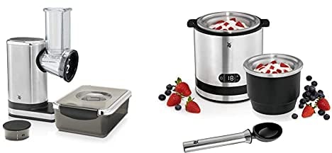 WMF Küchenminis Salat-to-go (150 W, Salatzubereiter, elektrischer Gemüseschneider, 5 Einsätze) & Küchenminis 3in1 Eismaschine, Ice Maker für Frozen Joghurt, Sorbet und Eiscreme, Gefrierbehälter 300ml