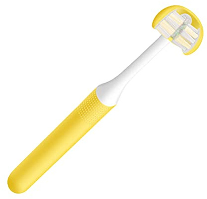 1 Pcs Erwachsene Zahnbürste 3-seitige manuelle Zahnbürste U-förmige Zahnbürste Weiche Zahnbürste Zahnpflege Bürste für Frauen Männer (Gelb)