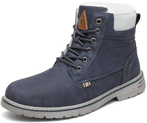 Mishansha Winterschuhe Damen Leder Kurzschaft Stiefel Winter Frauen Trekking Wanderschuhe Rutschfes Wasserdicht Boots Dunkelblau Gr.40