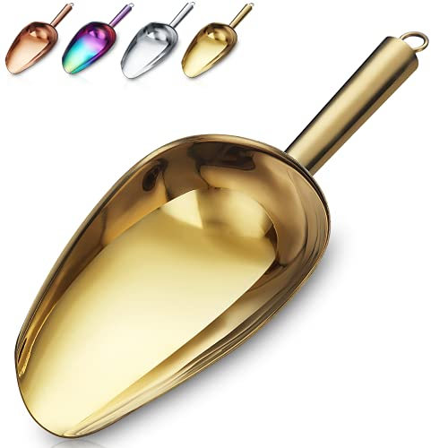 Cuchara Para Helado De Oro, Cuchara Para Galletas De Acero Inoxidable De Primera Calidad, Cuchara Para Hielo A La Moda, Cuchara Para Harina Resistente, Apto Para Lavavajillas (8 OZ / 9 Pulgadas)