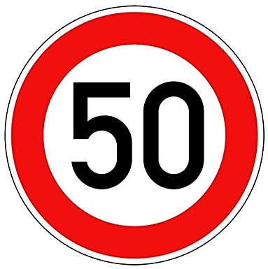 Aufkleber Verkehrszeichen VZ 274-50 Zulässige Höchstgeschwindigkeit 50km/h StVO Schild Folie selbstklebend | Ø5-30cm Made in Germany, Größe: Ø10 cm