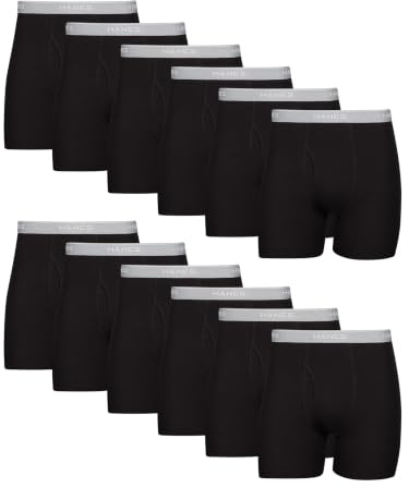 Hanes Mens Underwear Briefs, Cool Dri Moisture-wicking Cotton No-ride-up For Men, Multi-packs Available Boxer, 12 Pack - Black, Medium US