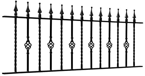 metal wall top railings, wrought iron style, railings Clitheroe Design, galvanised & powder coated black (width 4ft/height 22)
