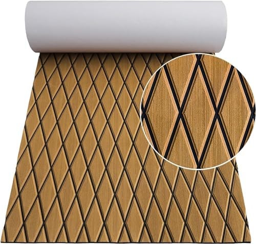 Hzkaicun Eva Schaum Bootsteppich Selbstklebend Yacht Boden rutschfest Matte Boot Deck rutschfest Teppich für Motorboot RV Yacht Kajak Schwimmbad Teakholz 190x70cm (Braun+Schwarz)