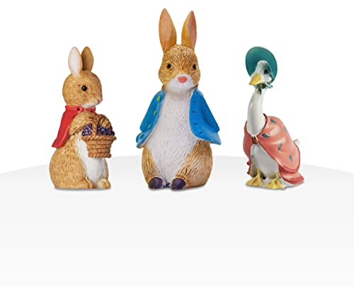 Anniversary House Official Peter Rabbit™ 3 Piece Keepsake Cake Topper Set, Jemima Puddle Duck, Flopsy Bunny, Birthday Cake Topper, Baby Shower Decorations, Christening, Luxury Boxed, Giftable, BU314