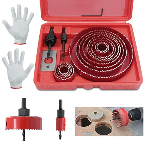 Wkmamo 21 Pezzi Sega a Tazza,Fresa a Tazza 19-127mm,in Acciaio al Carbonio per Trapano, per Legno, Cartongesso(Rosso)