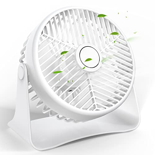 Lafhome USB Ventilador de Escritorio, Ventilador de Mesa Portátil 360° Cabeza Ajustable Mini Ventilador de Escritorio con 3 Velocidades Pequeño Ventilador Personal para Hogar Oficina - Blanco