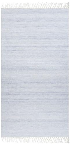 Beliani Outdoor Teppich Läufer blau mit Fransen 80 x 150 cm hangewebt Modern Malhia