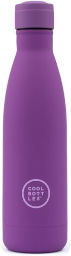 Cool Bottles - Botella de Agua de Acero Inoxidable - 350 ml - Vivid Violet - 23,5 x 7 cm - Botella Térmica Hermética - Bebidas frías 36 horas y calientes 18 horas - Triple-Cool Technology - Sin BPA
