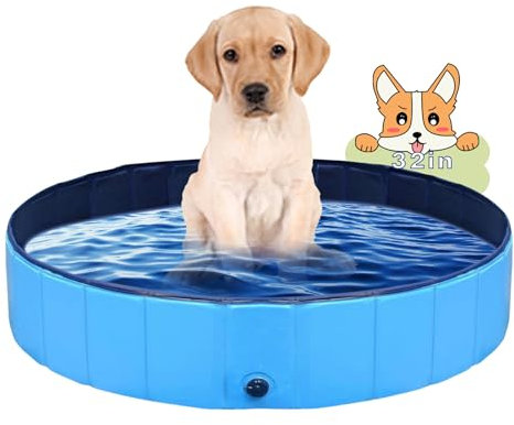 PJZP Foldable Puppy Dog Pool - Portable Suitable for Indoor and Outdoor use (32x8in)