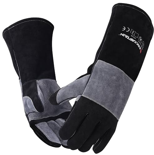 ARCCAPTAIN Schweißerhandschuhe Handschuhe Grillhandschuhe Hitze-/Feuerbeständigkeit von 932 ℉ für Schutzarbeit bei Stick, Mig, Forge, BBQ, Grill, Kamin, Back und Herdarbeiten