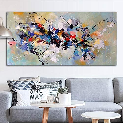 HOLEILUCK Dipinti Astratti di Grandi Dimensioni su Tela Stampe da Parete Colorate Cuadros Immagini per Soggiorno Decor 98x196cm/39x77in Senza Cornice