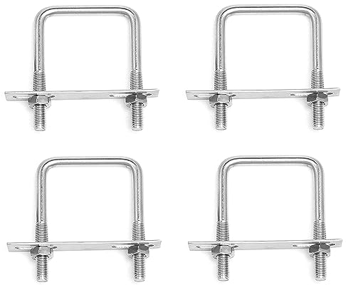Bebochoi 4 Pièces Acier Inoxydable Boulons En U M8 x 65 mm x 80 mm Boulon Carré en U Avec Écrous et Plaque De Cadre Boulons de Serrage Fixation pour Fixation Tuyaus