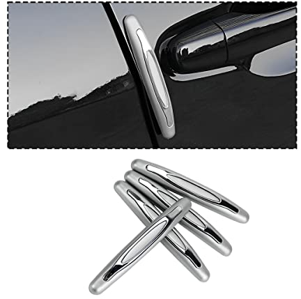 JNNJ 4 Stücke Autotür Kantenschutz Aufkleber, Autotür Schutz Stoßstange, Auto Rückspiegel Kantenschutz Anti-Scratch, Anti-Kollisionsschutz Universal Für Auto(Silber)