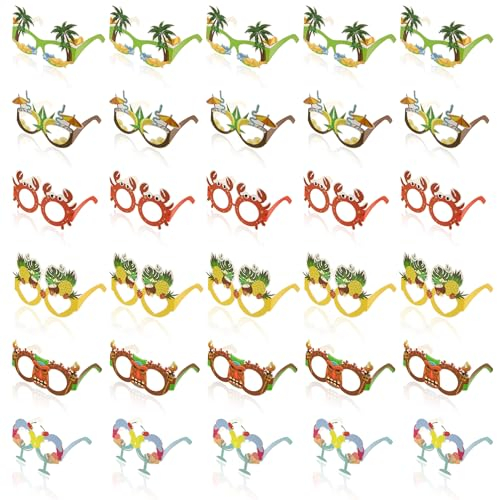Luau Party Paper Glasses 30pcs Lunettes DrôLes HawaïEnnes Photo Props Fancy Party Lunettes pour Enfants Adultes