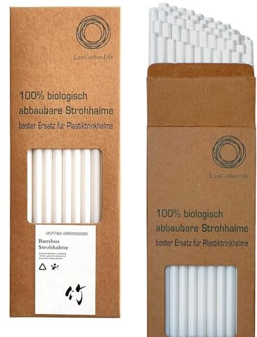65 Stück Strohhalme aus Bambusfaser – plastikfrei, 100% biologisch abbaubar | kein Aufweichen, umweltfreundliche Alternative zu Plastik- & Papierhalmen | geeignet für heiße & kalte Getränke | 20 cm