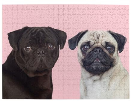 Lustiges Tier-Puzzle mit Mops-Motiv, 500 Teile, Holzpuzzle, Geschenke für Erwachsene, Familie, Hochzeit, Abschlussgeschenk, vertikale Version