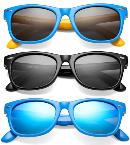 NULOOQ Kids Flexible Polarized Sunglasses for Toddler Boys & Girls, Age 3-8