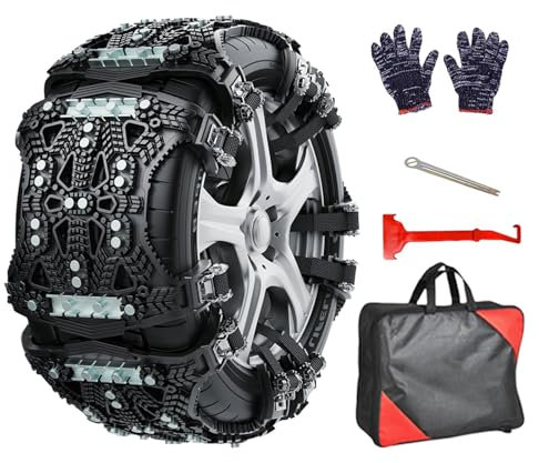 Reifenketten für Opel Corsa E, Einstellbare Auto Schneeketten Anti-Rutsch-Kette, Reifen Traktionskette Traktionsband Anti-Rutsch Kabelbinder Sicherheitsketten,Black-A-12 Piece