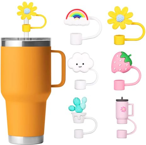 ZIZAISM Straw Cover for Yeti Straw Topper, Straw Cover Cap for Yeti Cup, Silicone Straw Covers Cap for Tumblers Accessories, Reusable, BPA Free, Dishwasher safe - 6Pcs