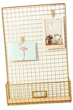 PRETYZOOM Étagère Murale Fer Doré Rangement pour Décoration Intérieure Panneau pour Photos Et Accessoires pour Salon Chambre Et Bureau
