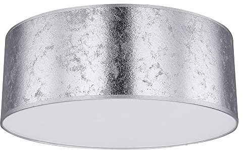 Deckenlampe mit Bluetooth Lautsprecher 40 cm Schlafzimmerlampe silber Deckenlampe Wohnzimmer, Blattsilber Design, 3x E27, H 17,5 cm