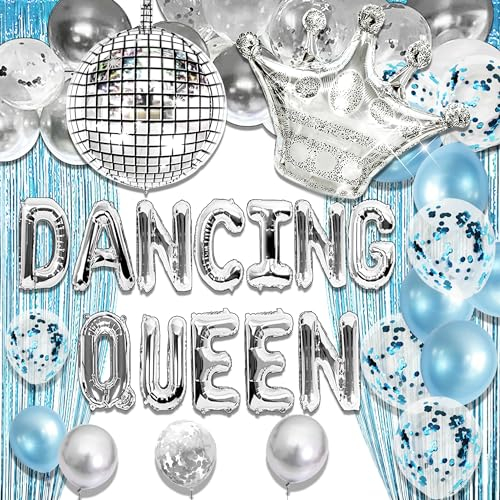 LaVenty Dancing Queen Banner Dekoration Dancing Queen Bachelorette Party Dekorationen Mamma Mia Disco Party Dekorationen 70er Jahre Disco Dekoration Young and sweet only 17 Geburtstag Dekoration